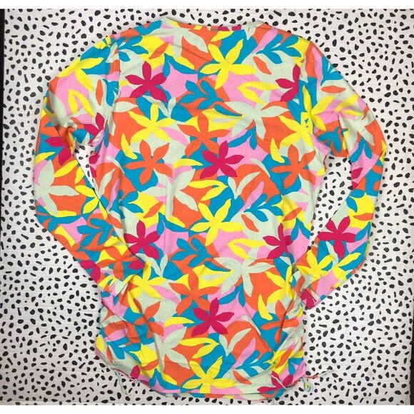 Lands End Multicolored Long Sleeve Adjustable Cover-Up SWIM TUNIC MEDIUM shirt - Picture 2 of 7